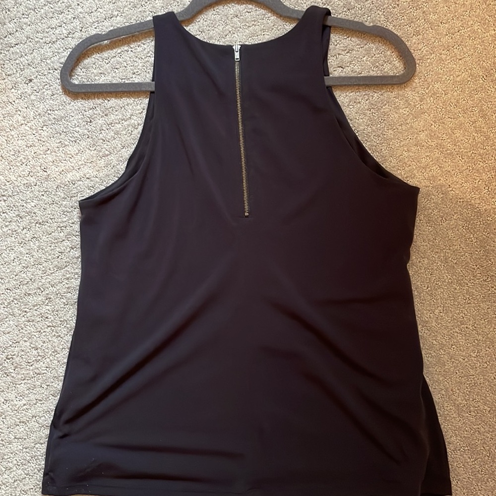 Ann Taylor Petite Large lined black sleeveless top with back zipper